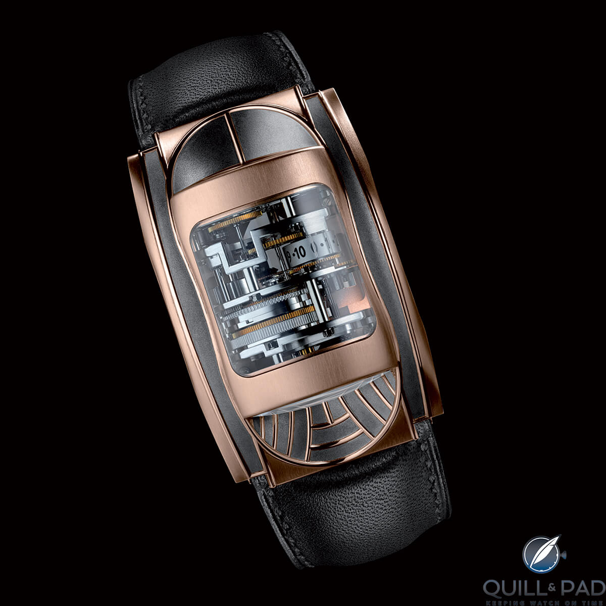View through the top sapphire crystal of the Parmigiani Bugatti Type 370 Mythe