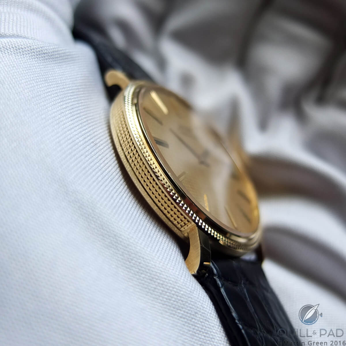 The slim profile of a beautiful ultra-thin Piaget Caliber 12P model from 1969