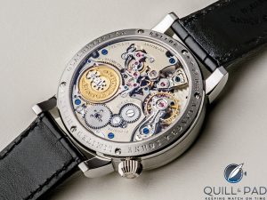 Stunning view through the display back of the A. Lange & Söhne Zeitwerk Handwerkskunst