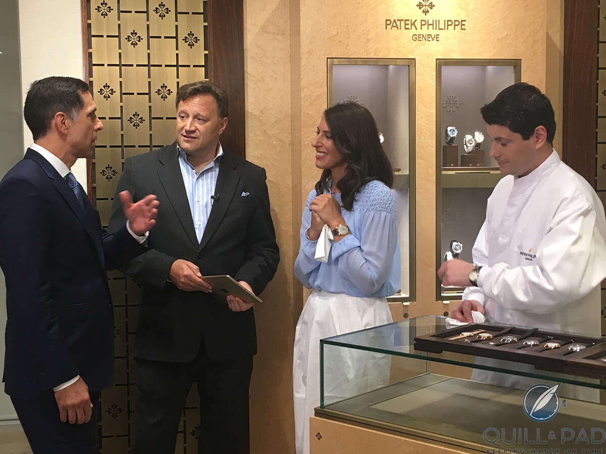 Left to right: Larry Petinelli (Patek Philippe), James Malcomson (Robb Report), Anne-Gaëlle Ruch (Patek Philippe), David Bonilla (Patek Philippe)