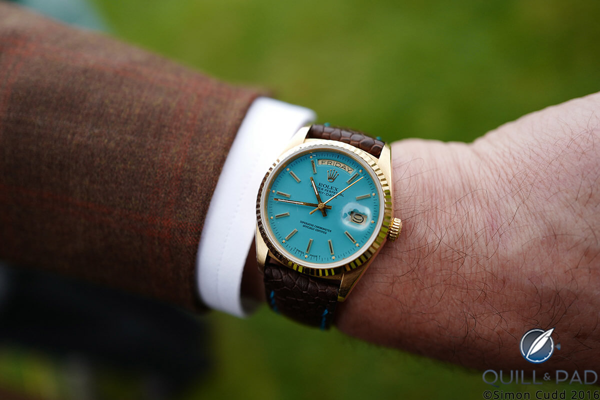 This Rolex Day-Date from 1970 came to the Goodwood Revival on the wrist of its American owner