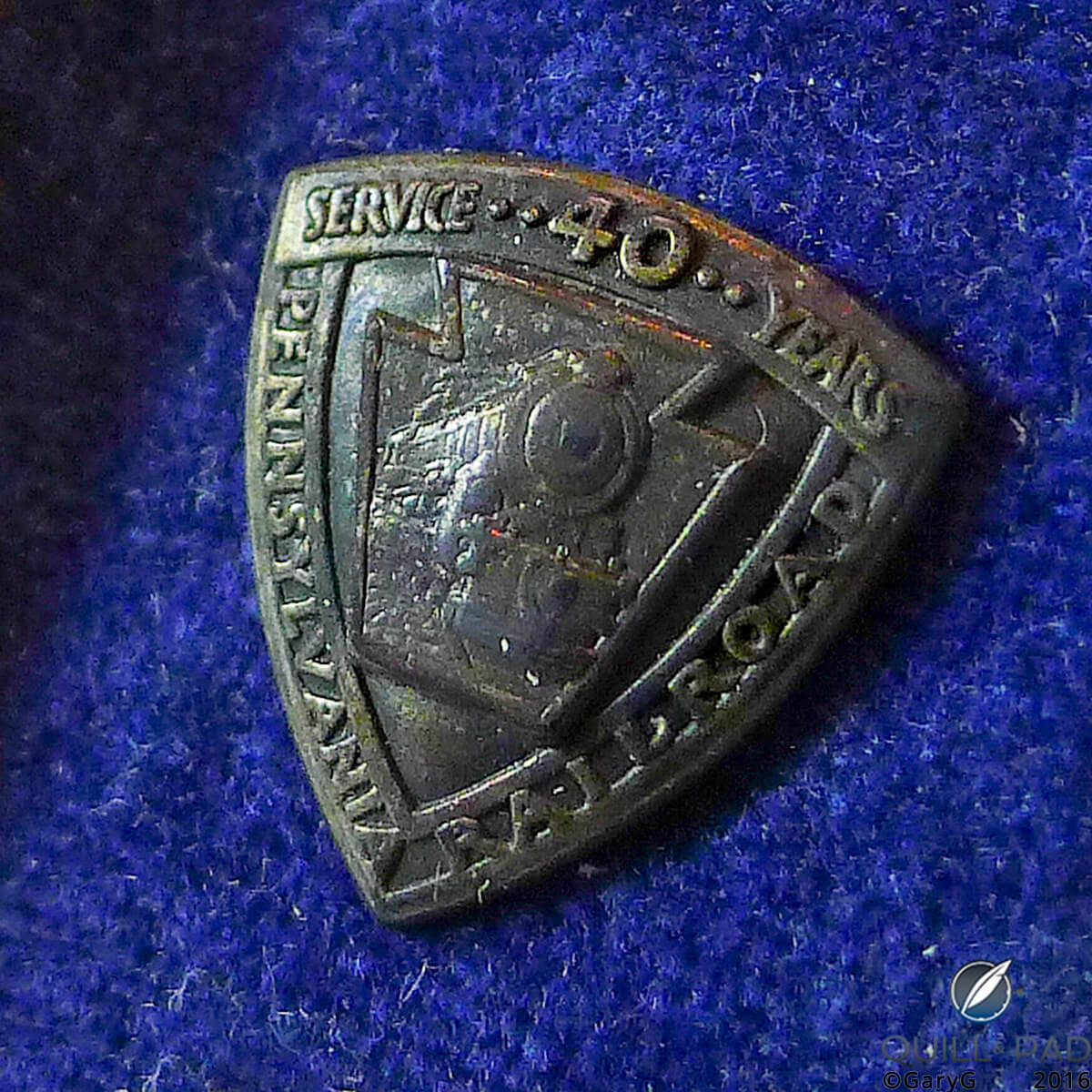 My grandfather’s 40-year service pin, Pennsylvania Railroad
