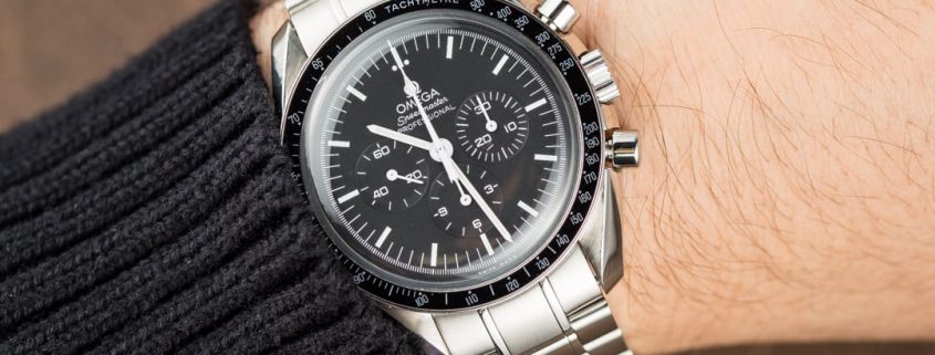 A pre-owned Omega Speedmaster on the wrist (photo courtesy Bob’s Watches)
