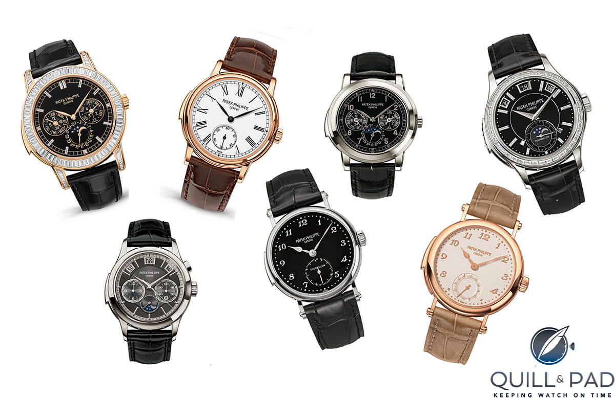 Collage of a selection of the largest collection of Patek Philippe minute repeaters in one place
