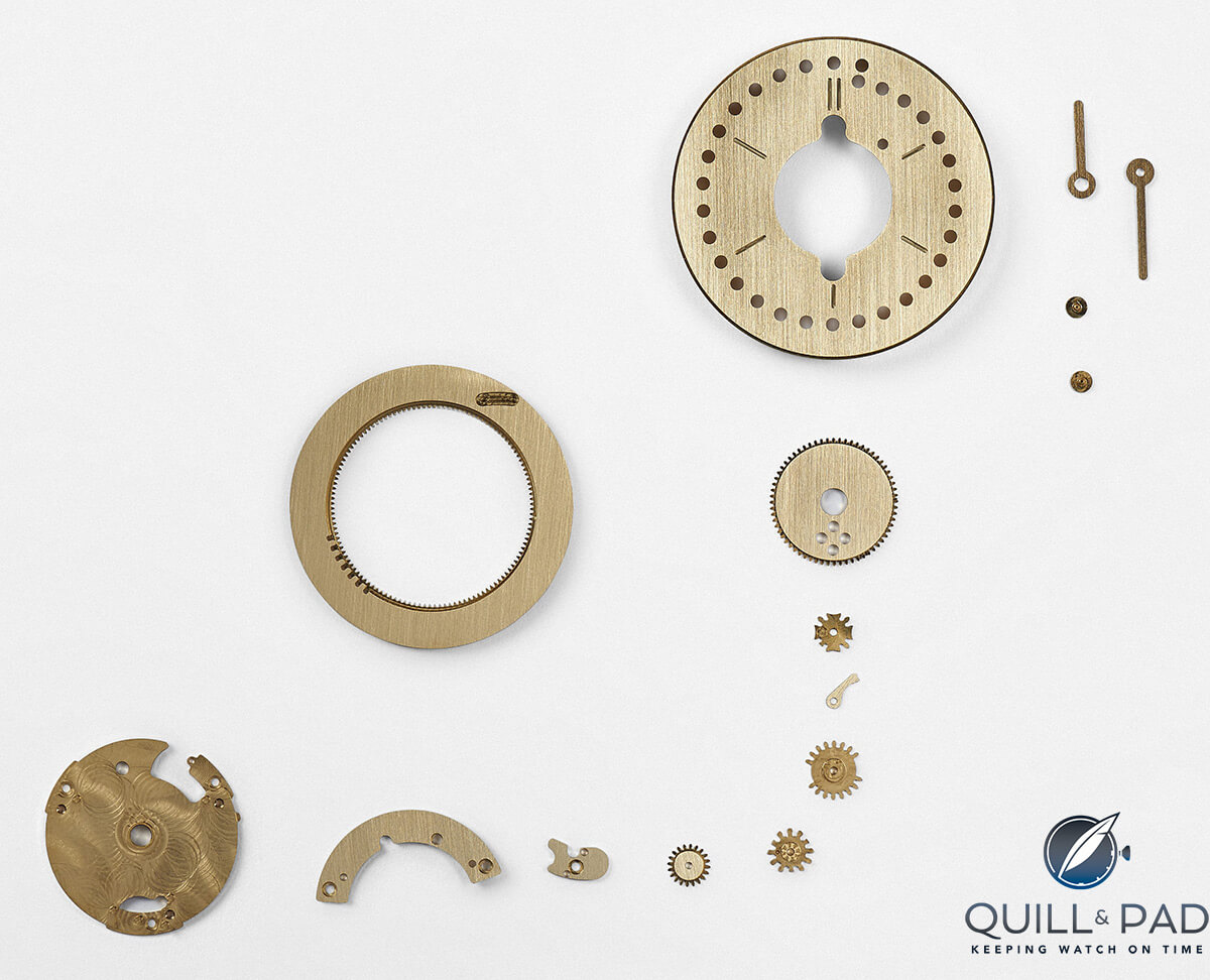 The few components of the perpetual mechanism of the Ochs und Junior Perpetual Calendar