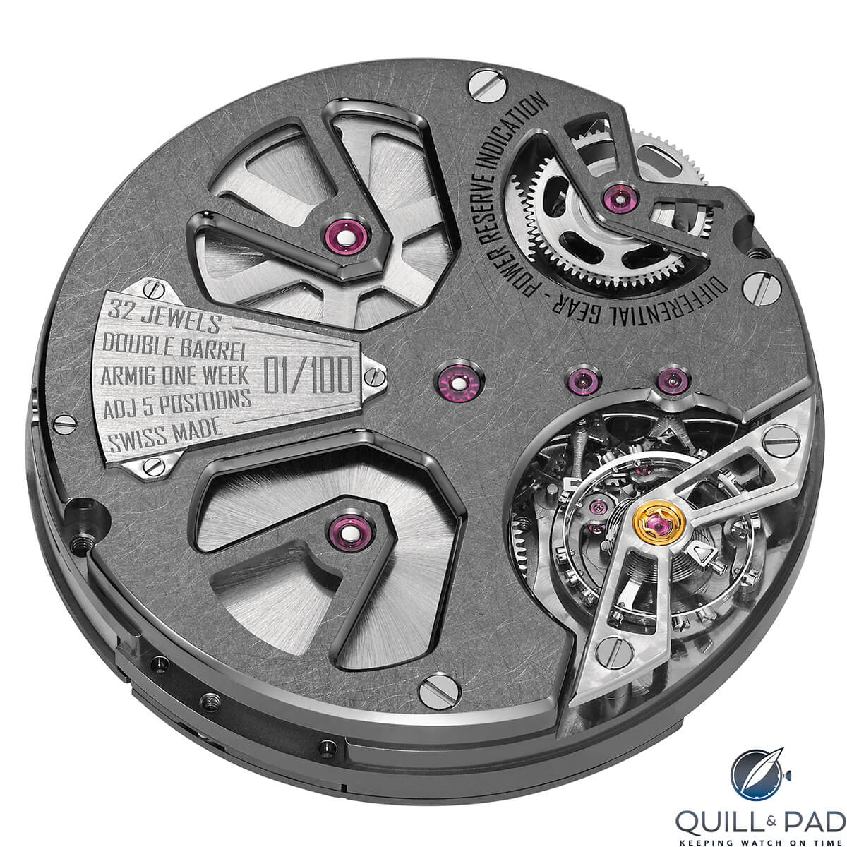 Top of the movement of the Armin Strom Edge Double Barrel