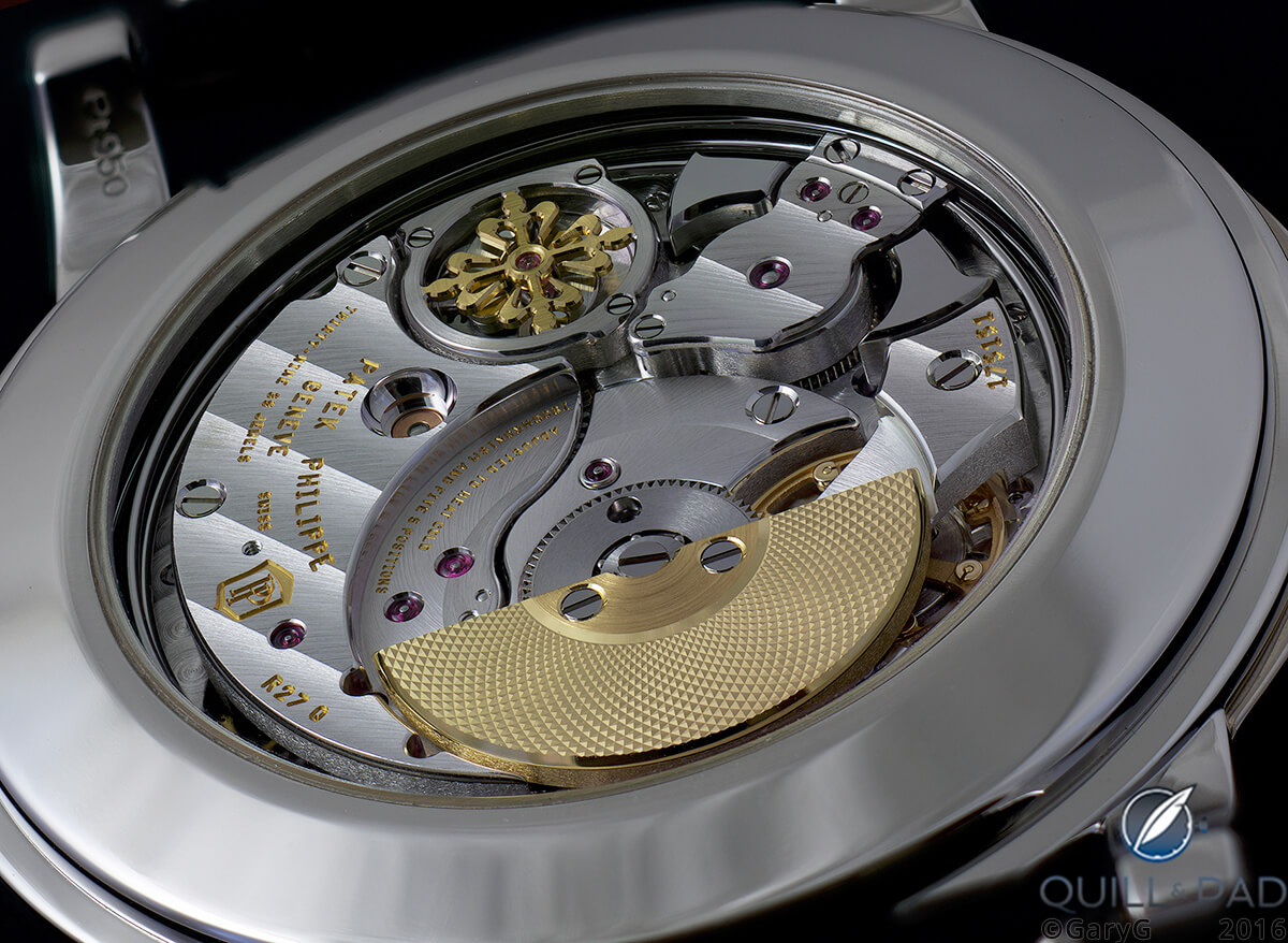 Low-angle view of the Patek Philippe Caliber R 27 Q