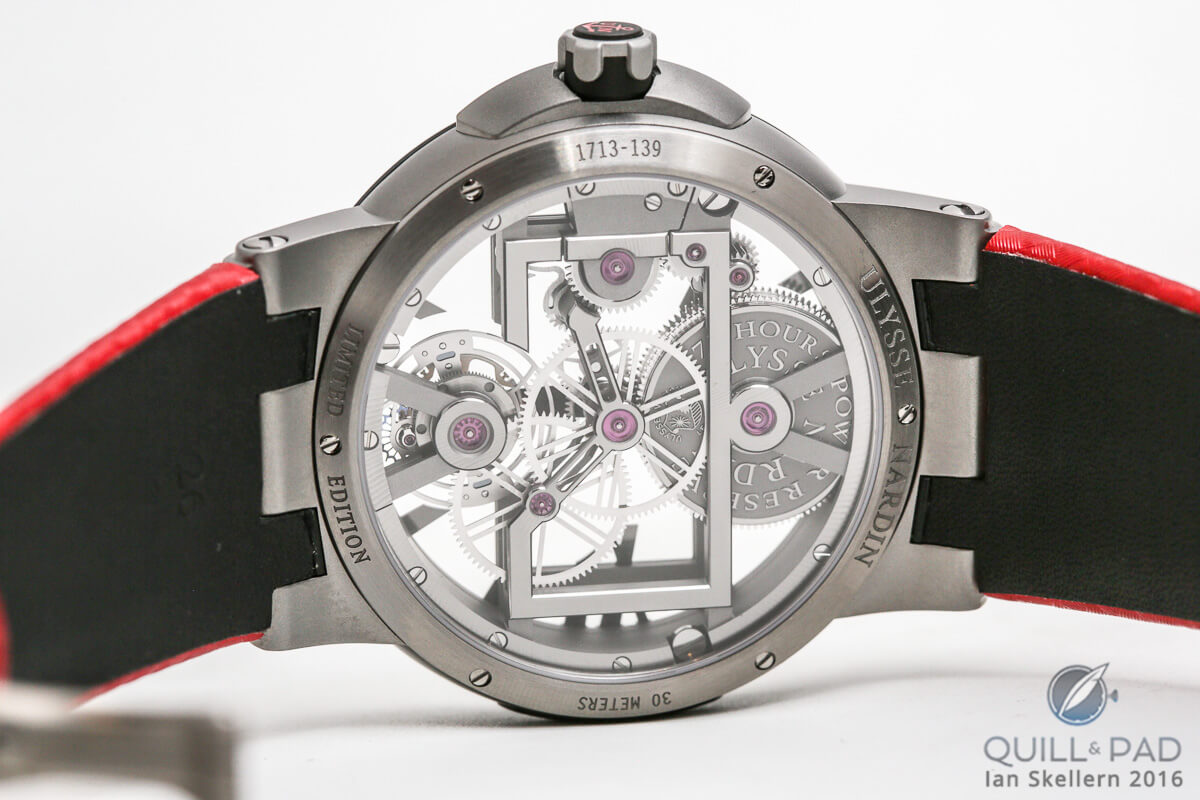 View from the back of the Ulysse Nardin Executive Skeleton Tourbillon