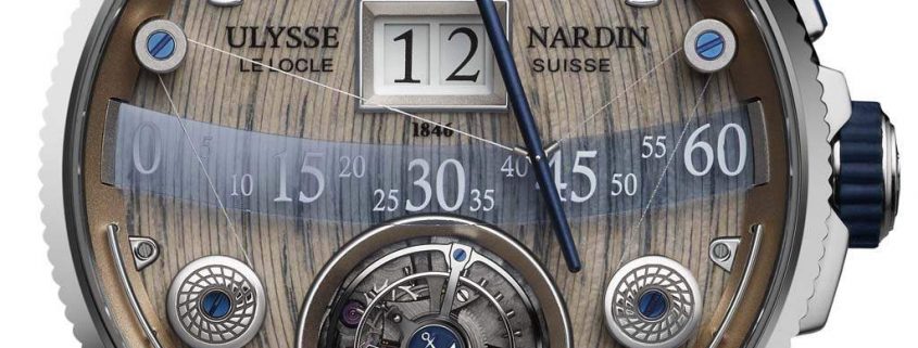 Close up look at the dial of the Ulysse Nardin Grand Deck Marine Tourbillon