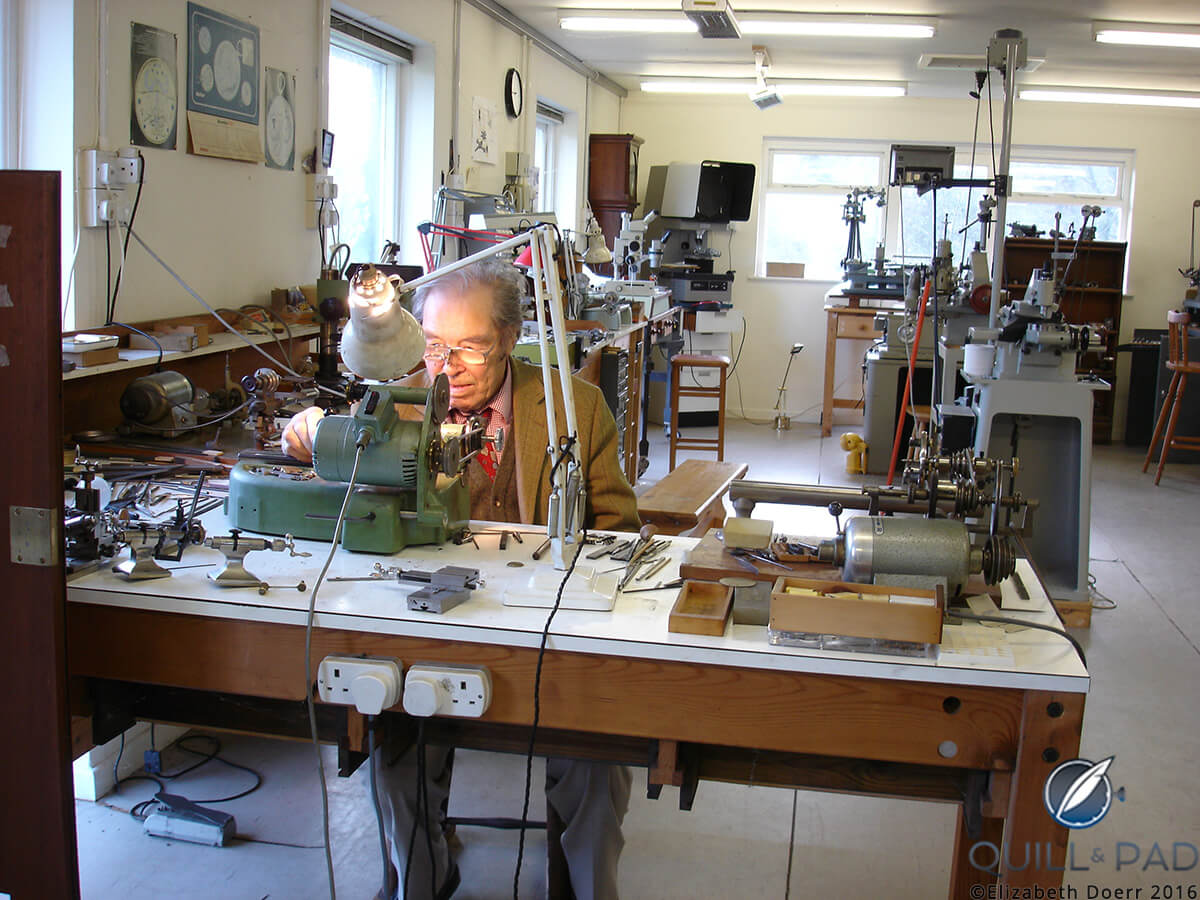 George Daniels in his Isle of Man workshop