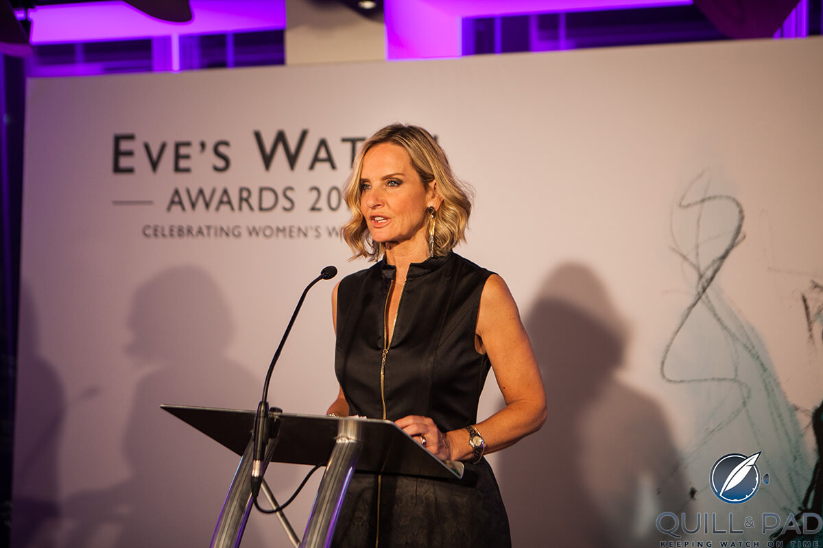 Jacquie Beltrao speaking at the 2016 Eve’s Watch Awards