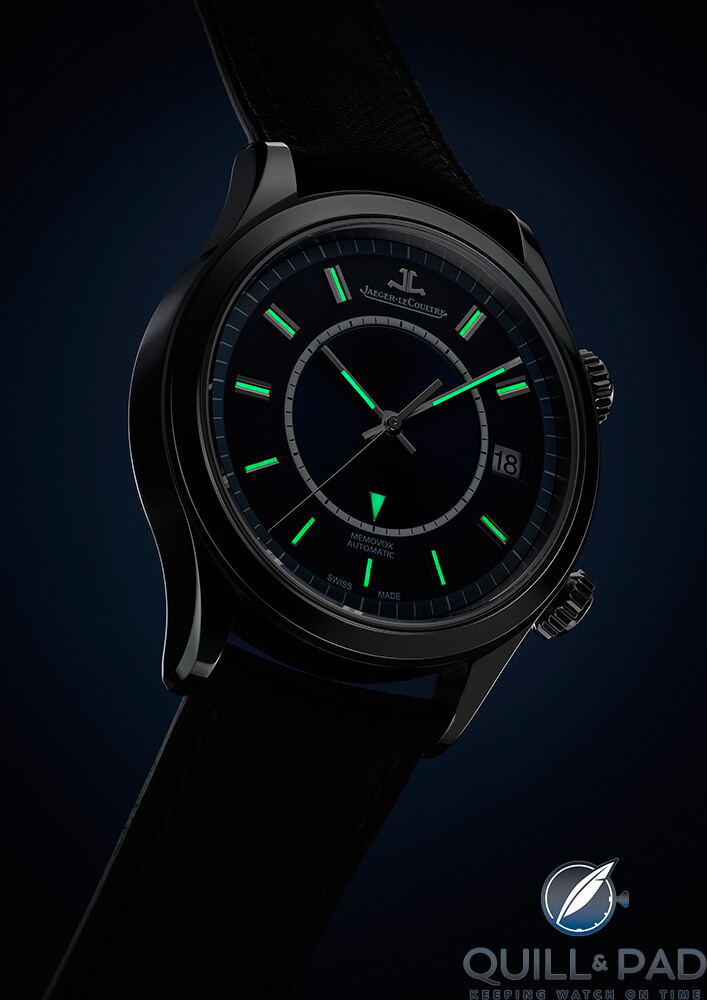 Light it up! Jaeger-LeCoultre Memovox Boutique Edition 2016 glowing in the dark