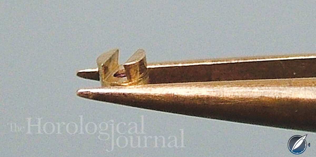 Jewel hole in dovetail setting for Derek Pratt's H4 reconstruction (photo courtesy British Horological Journal)
