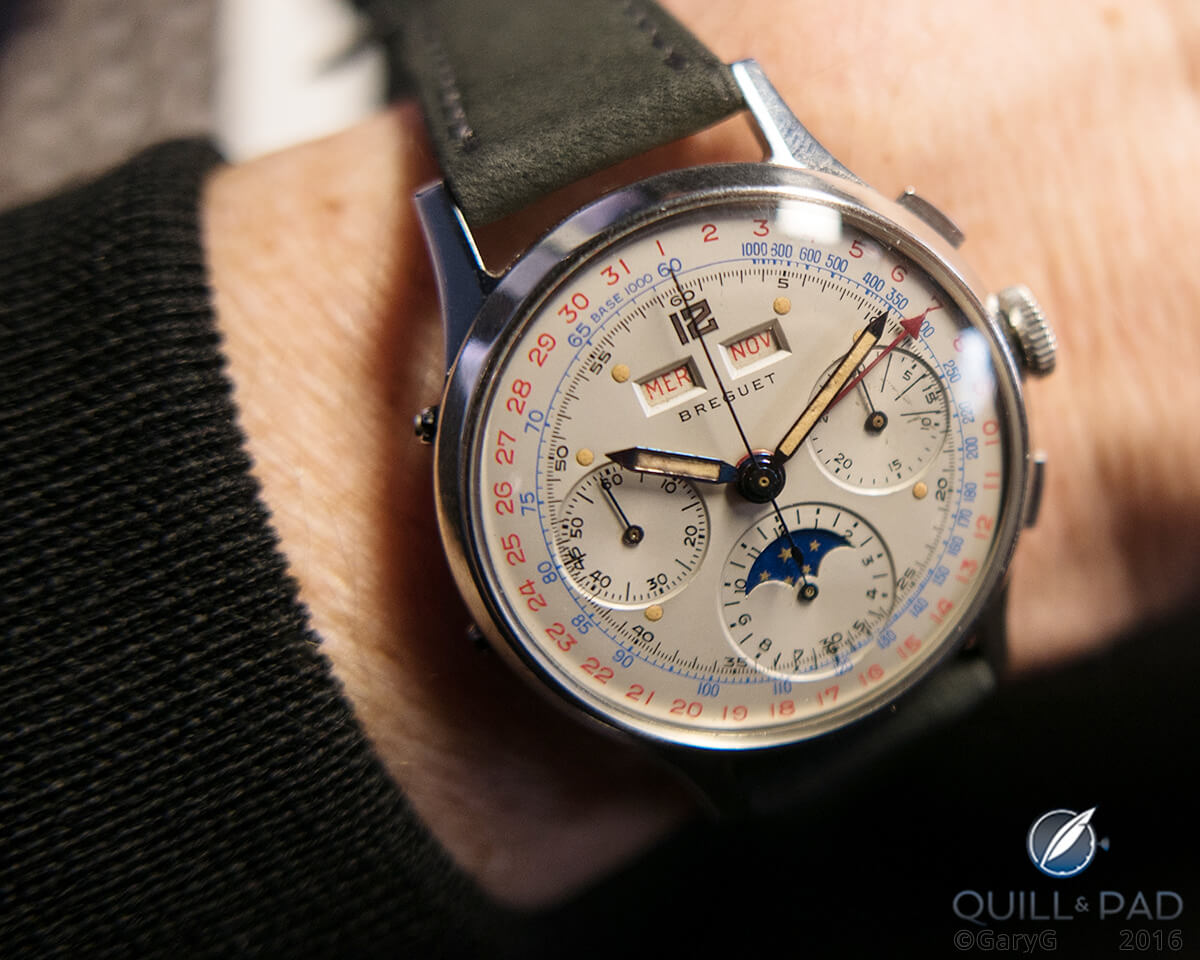 Breguet triple calendar chronograph Number 267 in steel on the author’s wrist