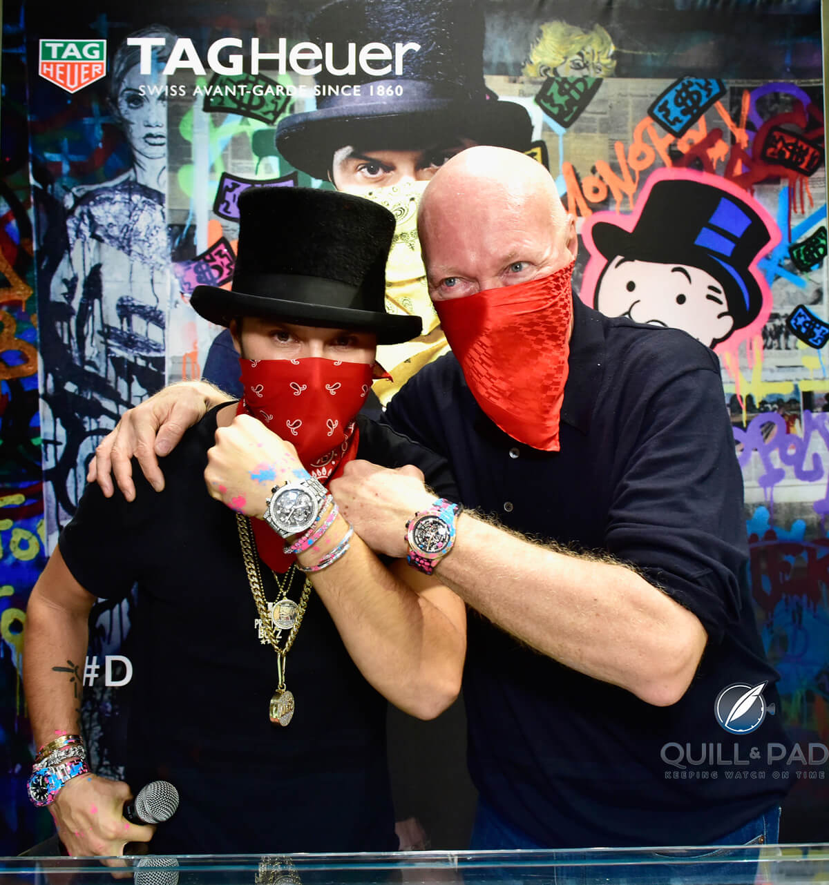 Alec Monopoly and Jean-Claude Biver at TAG Heuer boutique