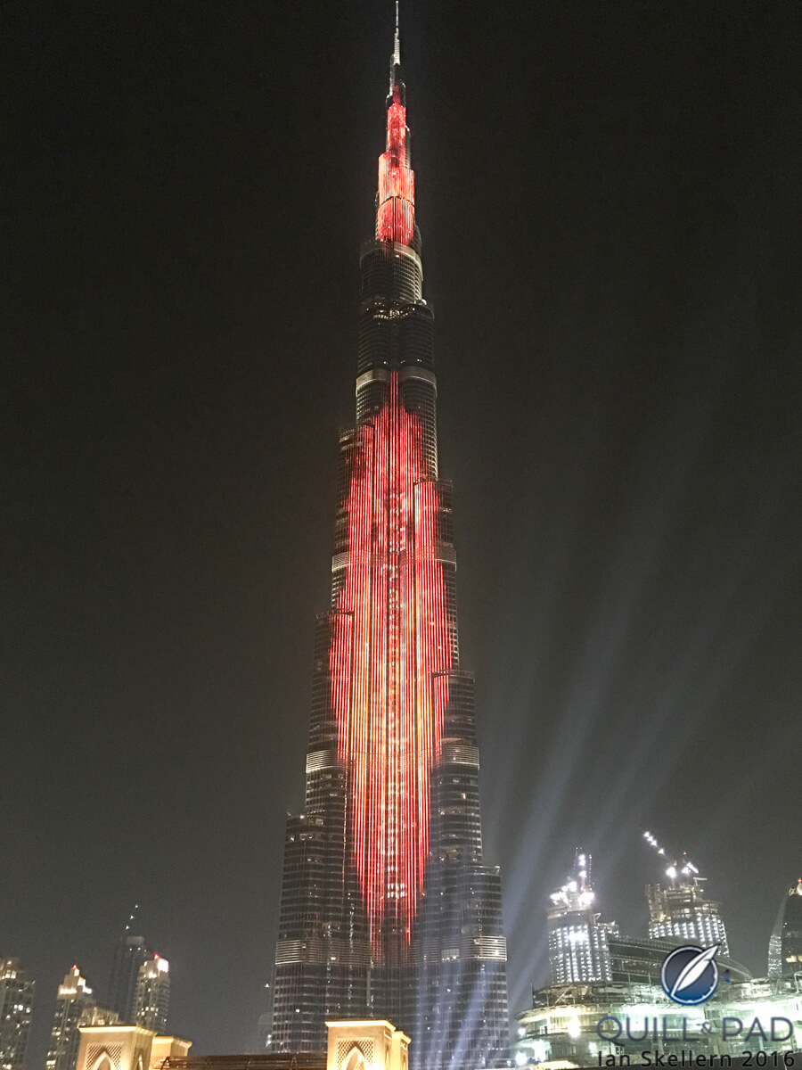 The sensational Burj Khalifa made a stunning back drop to Dubai Watch Week