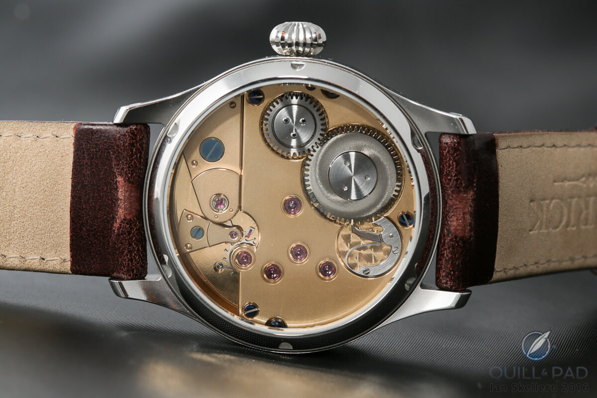 The UT-G01 movement of the Garrick Portsmouth comes with either a gold or silver frosted finish