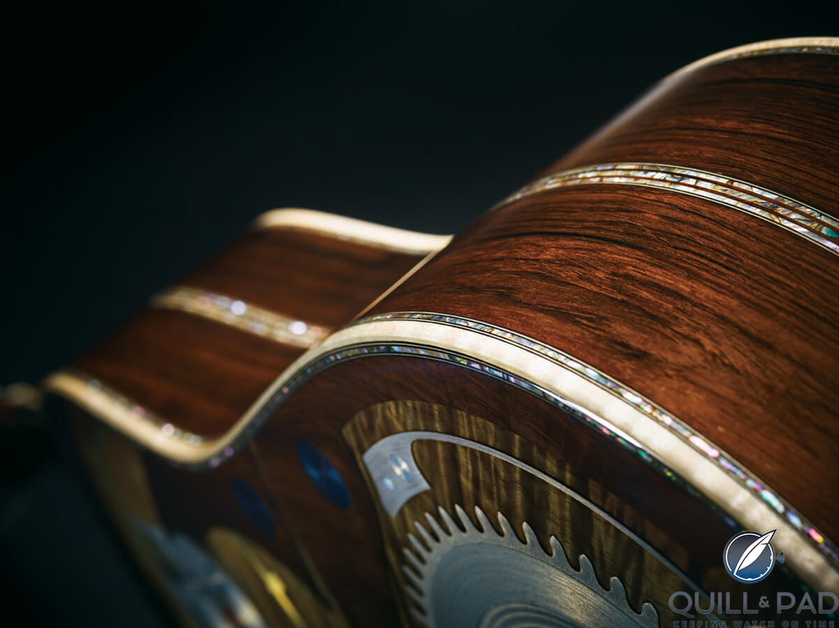 Edge detail of Two Millionth Martin guitar