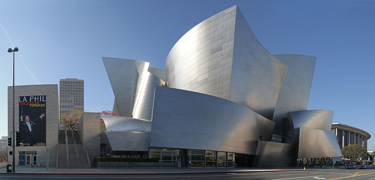 Spectacular stainless steel cladding on the Walt Disney Concert Hall in Los Angeles