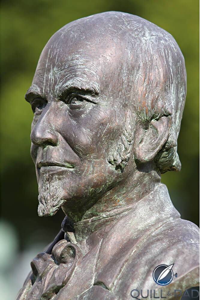 A bust of Ferdinand Adolph Lange in the center of Glashütte