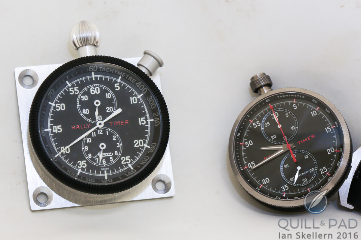 TimeWalker Chronograph Rally Timer Counter Limited Edition 100 (right) and its inspiration