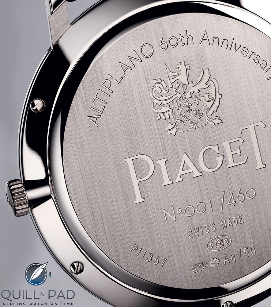 Back of the Piaget Altiplano 60th Anniversary manual winding 38 mm