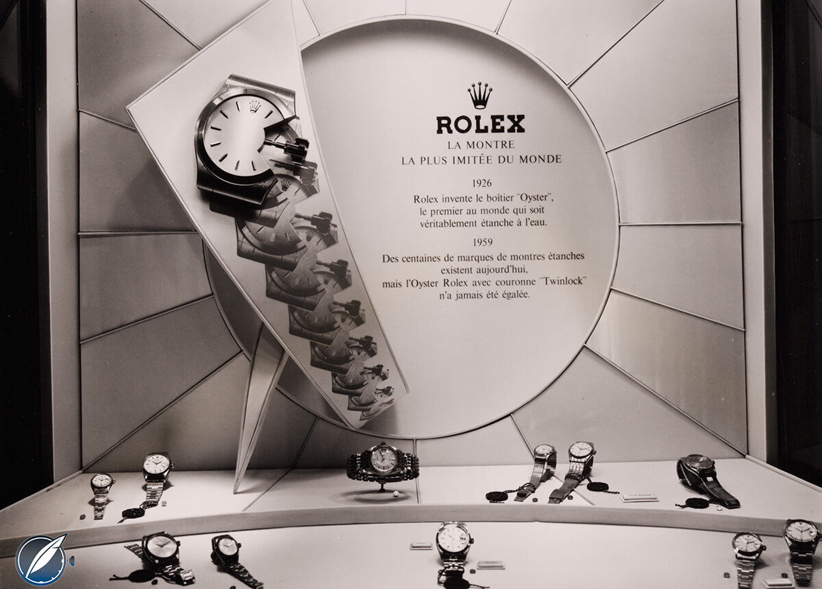 A look at Rolex’s 1959 booth proclaiming that its watches were the most imitated in the world: some things never change (photo courtesy MCH Messe Basel)