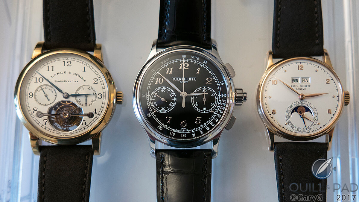 Three recent additions to the GaryG collection with the Patek Philippe Reference 5370P at center
