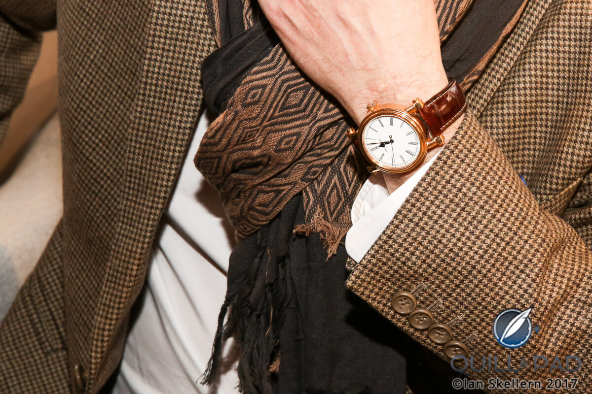 Peter Speake-Marin wearing a 42 mm Resilience in red gold