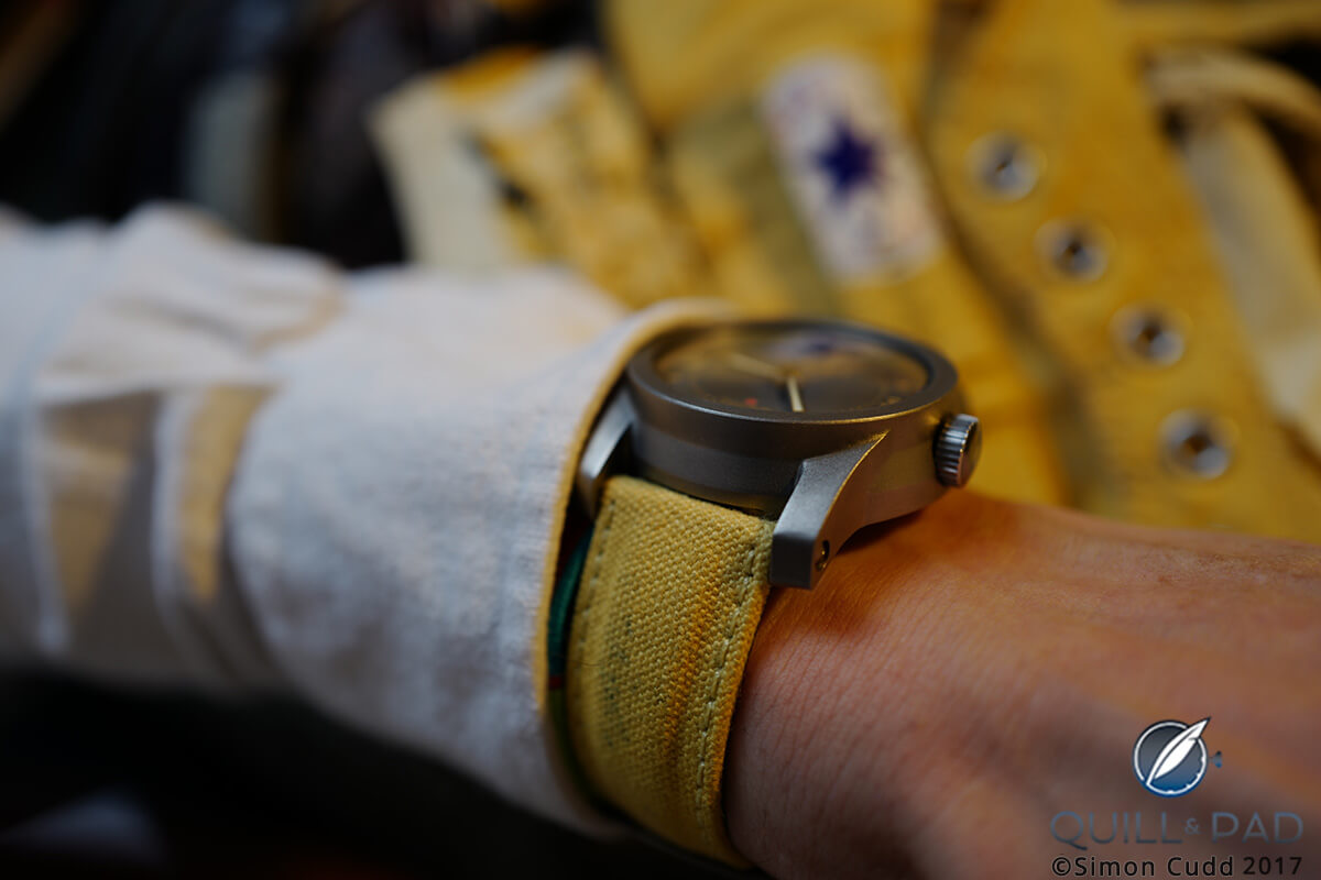 Yellow Converse watch strap on Schofield Signalman DLC