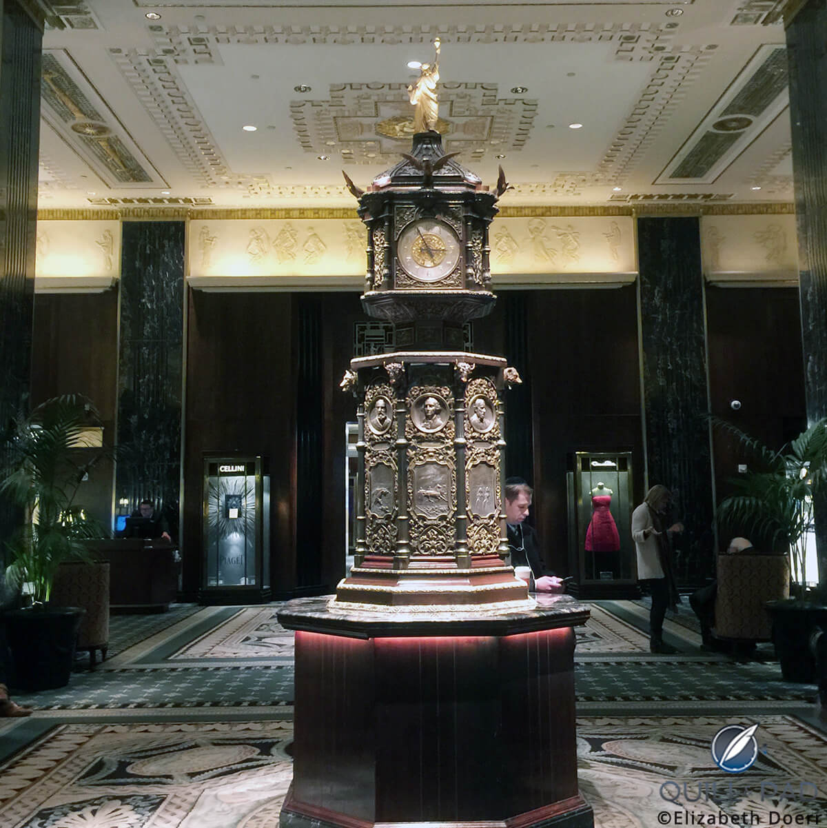Clock in the lobby of the Waldorf Astoria hotel, New York