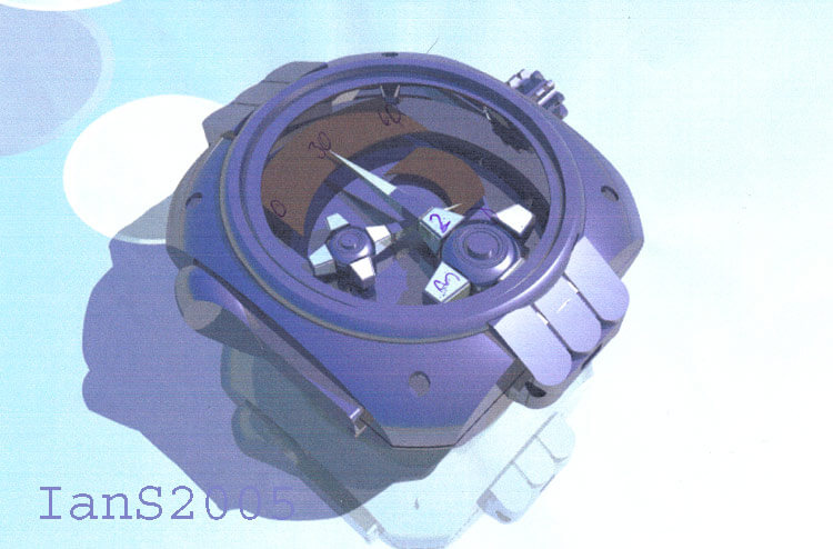 Early Urwerk CAD concept of a Harry Opus V case and dial layout