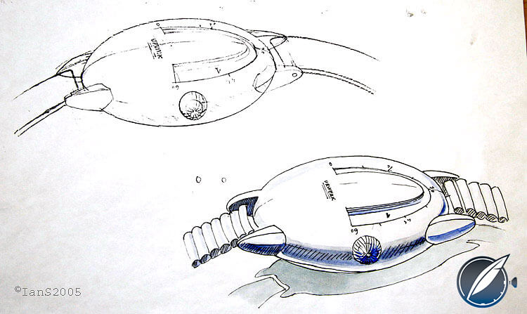 An early sketch by Martin Frei of what would become the Urwerk's first watch, the UR-101