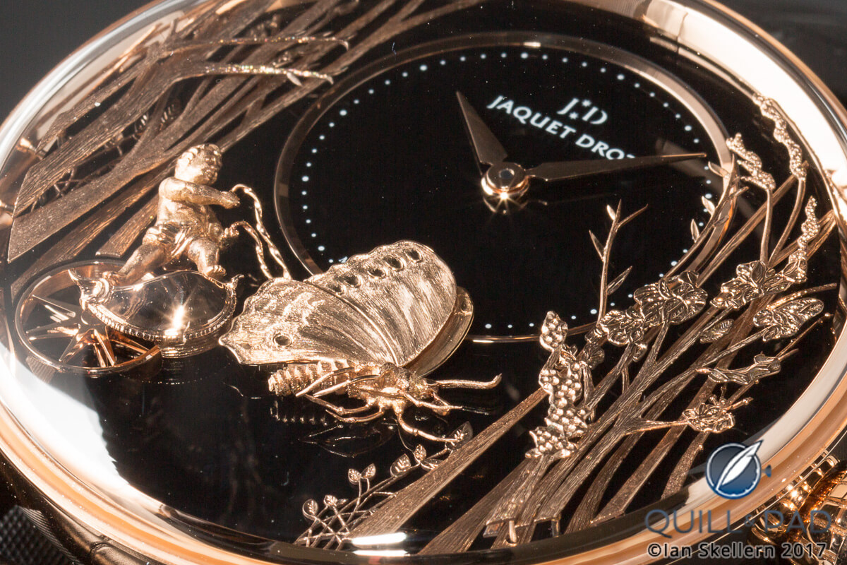 Dial of the Jaquet Droz Loving Butterfly Automaton