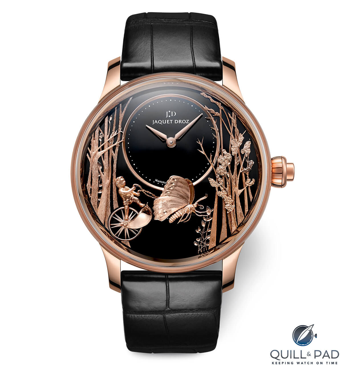 Jaquet Droz Loving Butterfly automaton in pink gold