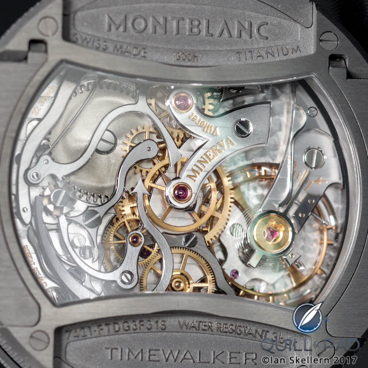 Movement side of the Montblanc Timewalker Chronograph Rally Timer Counter Limited Edition 100