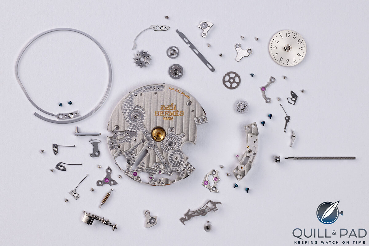 Components of the Agenhor complication module of the Hermès L’Heure Impatiente