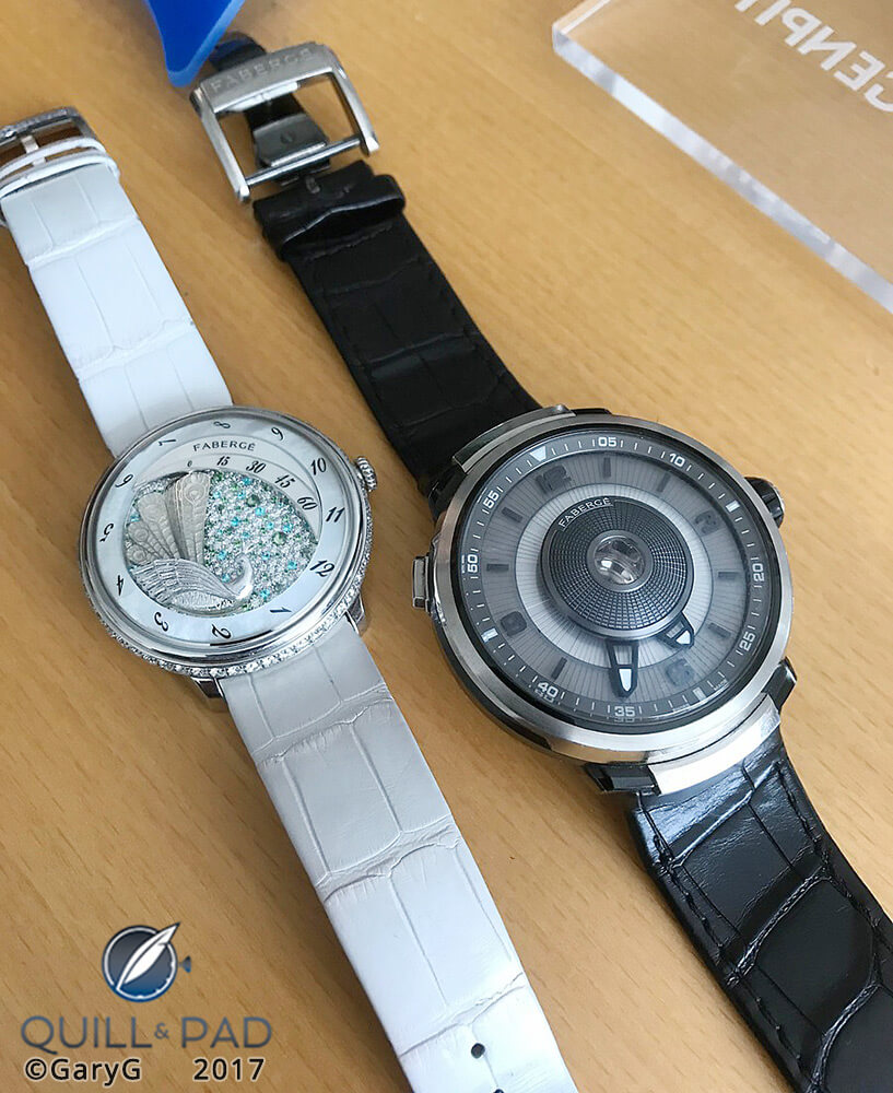 Beautiful embodiments: the Fabergé Lady Compliquée and Visionnaire DTZ, both based on Agenhor innovations in retrograde indications and open-centered movements