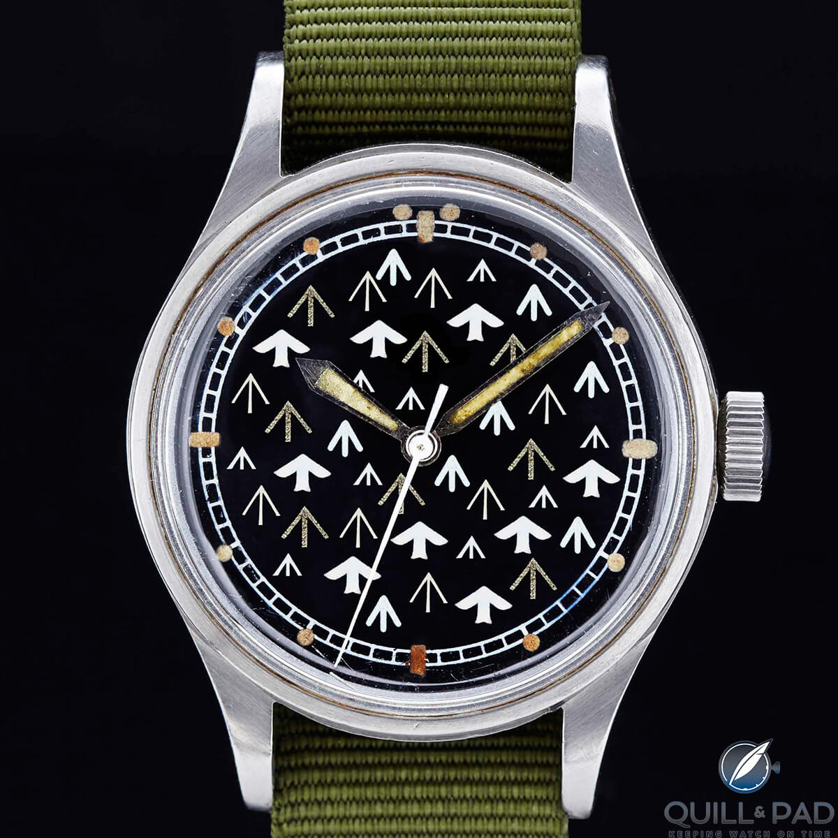 Atom Moore’s photo of the Omega Fat Arrow military watch from the NAWCC exhibition ‘Watch Portraits’