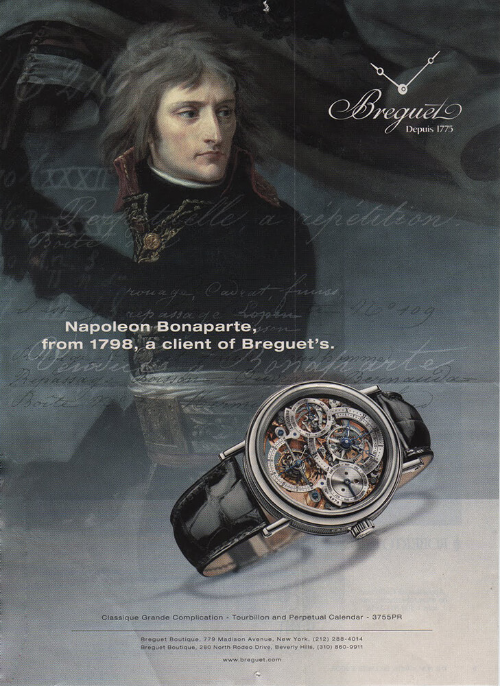 Breguet advertisement featuring Napoleon Bonaparte