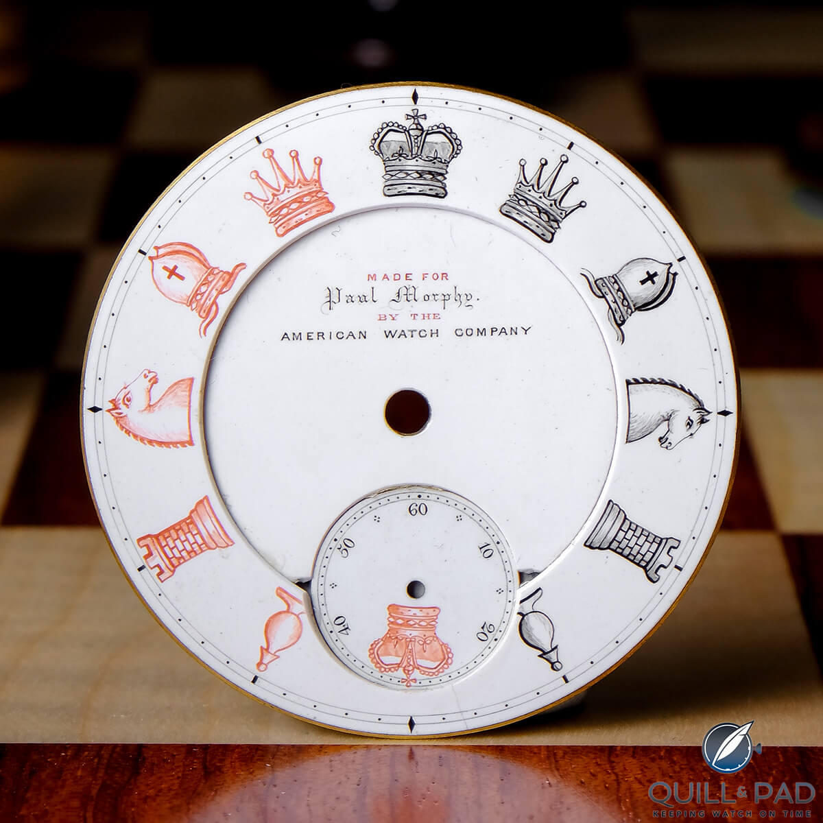 The original dial of Paul Morphy's pocket watch and inspiration for the RGM Chess in Enamel 