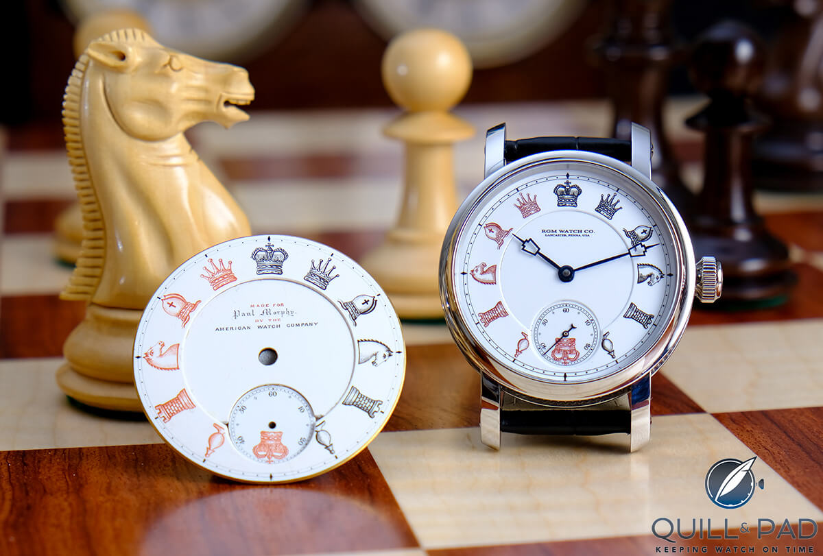 RGM Chess in Enamel beside the original Paul Morphy dial