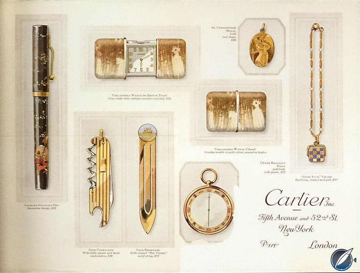 Historic advertising on display at the 'Cartier in Motion' exhibition at the London Design Museum