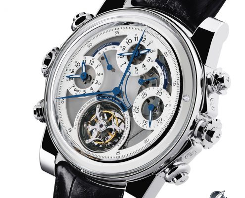 Time and tourbillon face of the double-sided Loiseau 1F4 Skeleton