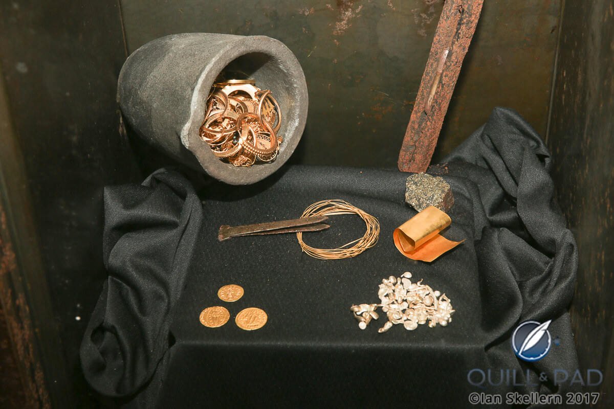 Ancient examples of early filigree jewelry on display at Travassos’s Museu do Ouro; at that time coins were often turned into wearable jewelry