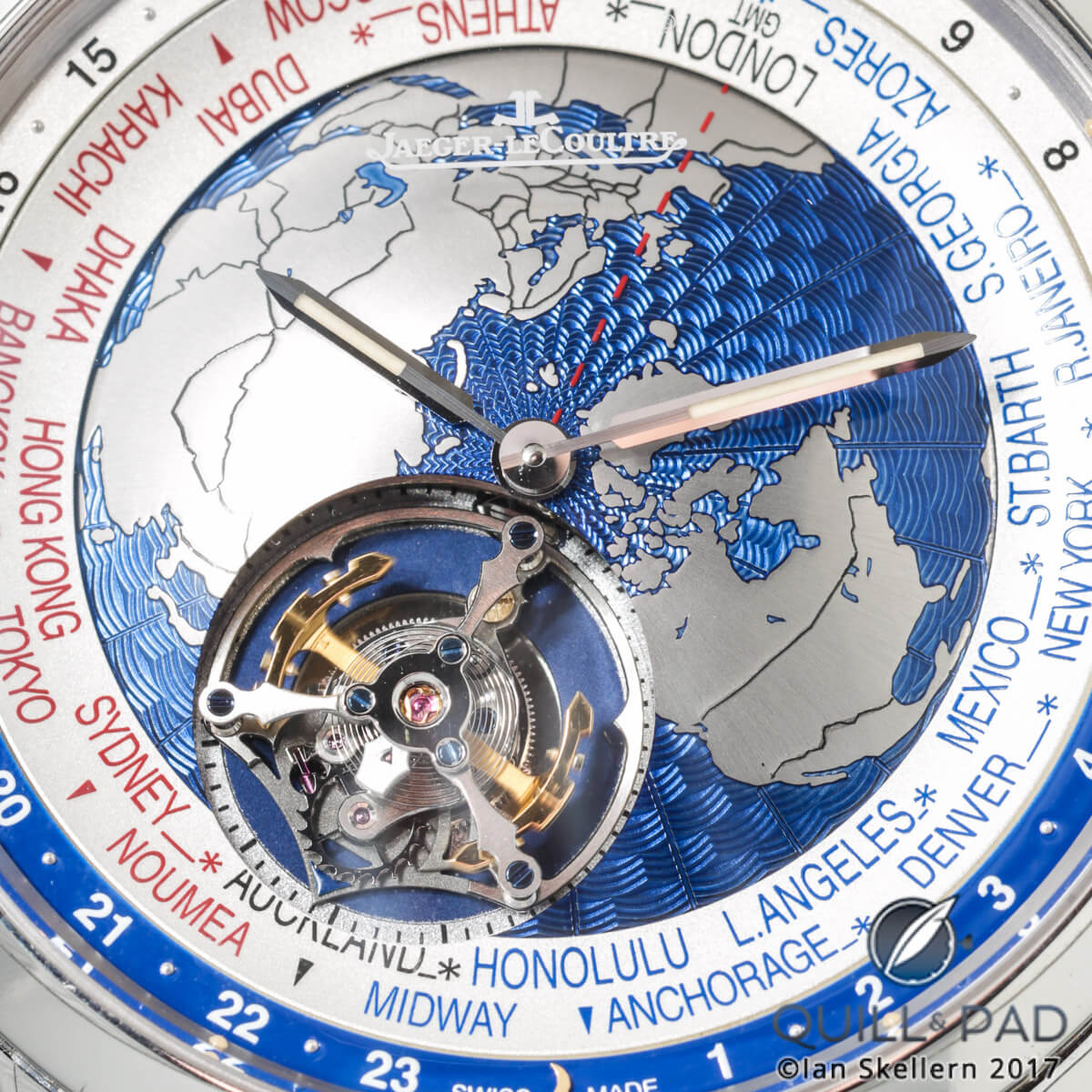 Dial of the Jaeger-LeCoultre Geophysic Tourbillon Universal Time