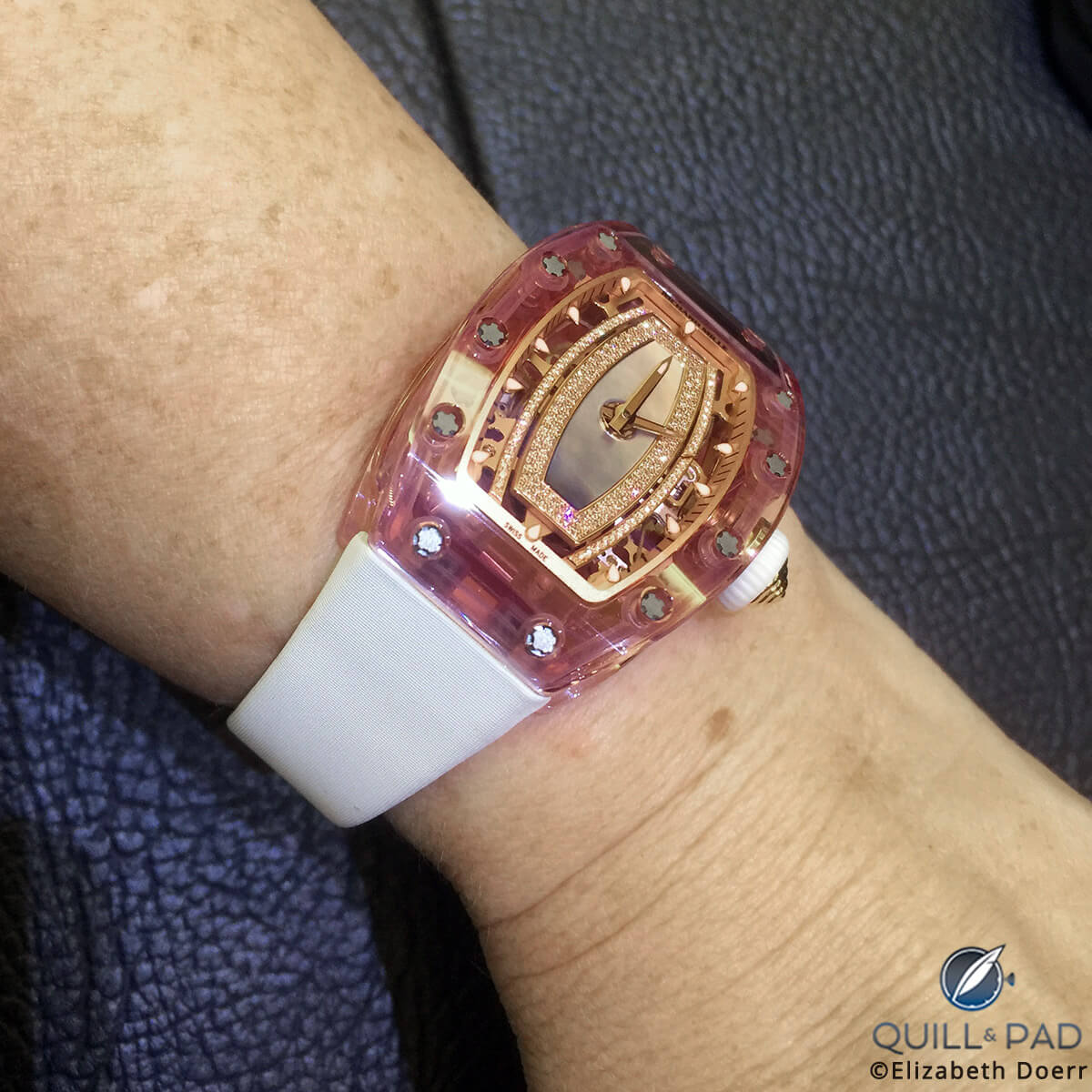 The Richard Mille RM 07-02 Pink Lady Sapphire fits comfortably on the wrist