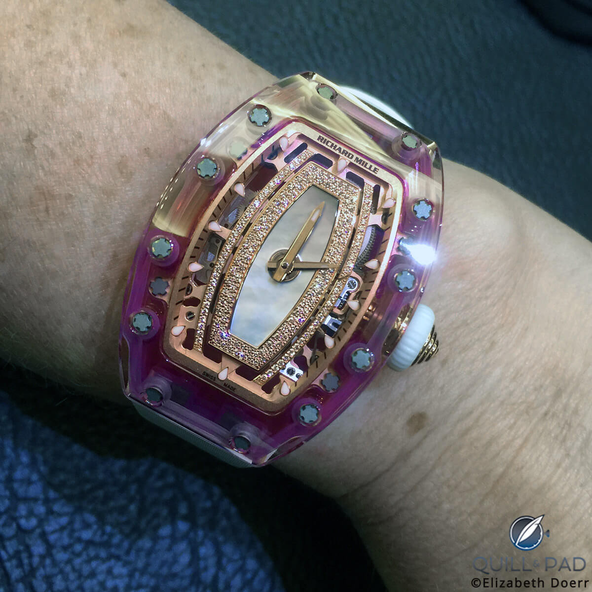 Richard Mille RM 07-02 Pink Lady Sapphire on the wrist