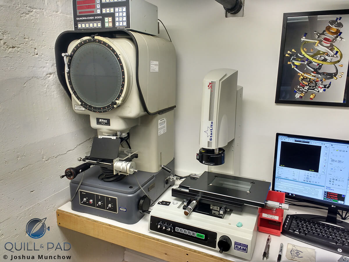 Optical comparator (left) in the comprehensively equipped RGM workshop