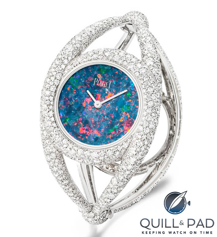 Piaget white gold opal cuff watch snow set with 1,699 brilliant-cut diamonds from 2014